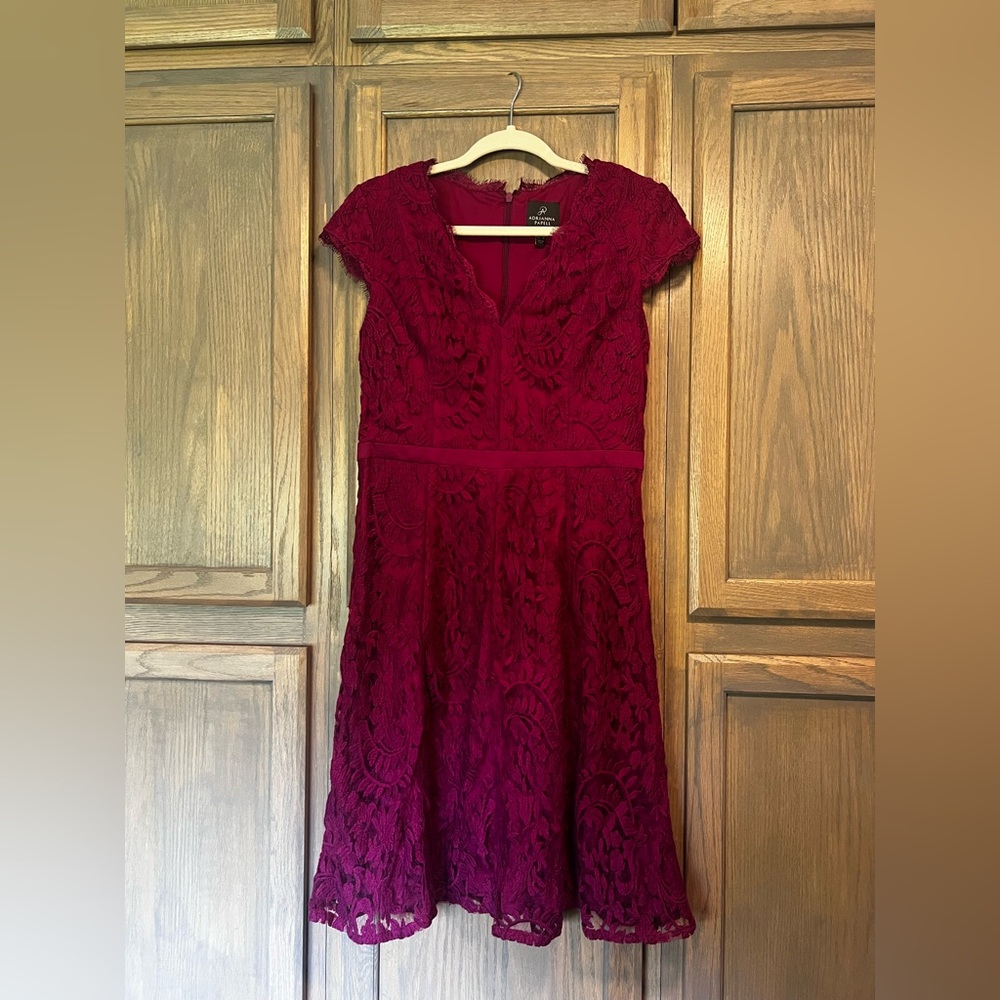 Adrianna Papell Magenta Lace Dress